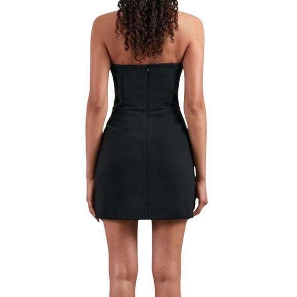 Halston Anabelle strapless fitted mini dress black size 14 - Picture 9 of 9